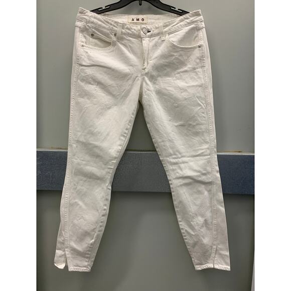 AMO Twist Sea Salt Jeans Slim Fit Cut Ankle‎ Length 4 Pockets White Size 28 - Picture 2 of 8